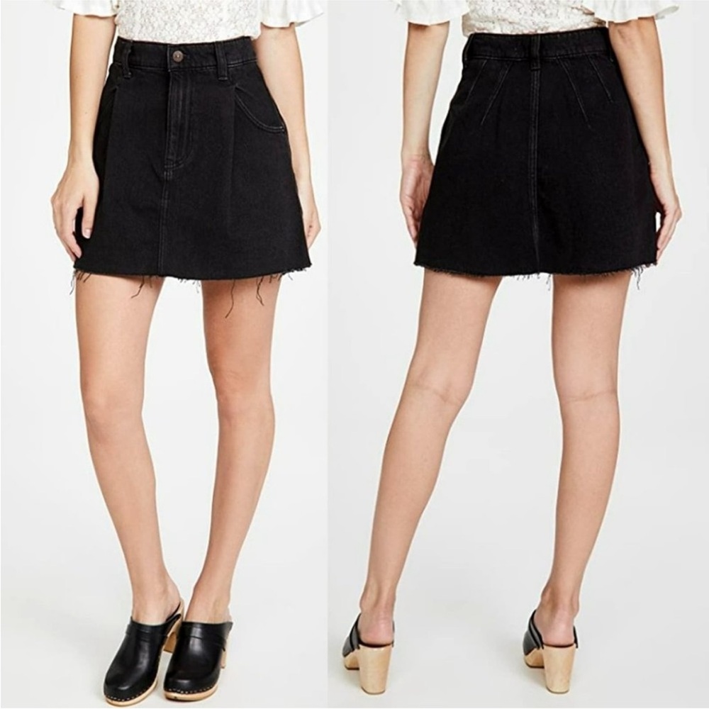 Free People Women's Night Cosmico Flirt A-Line Denim Mini Skirt NWT